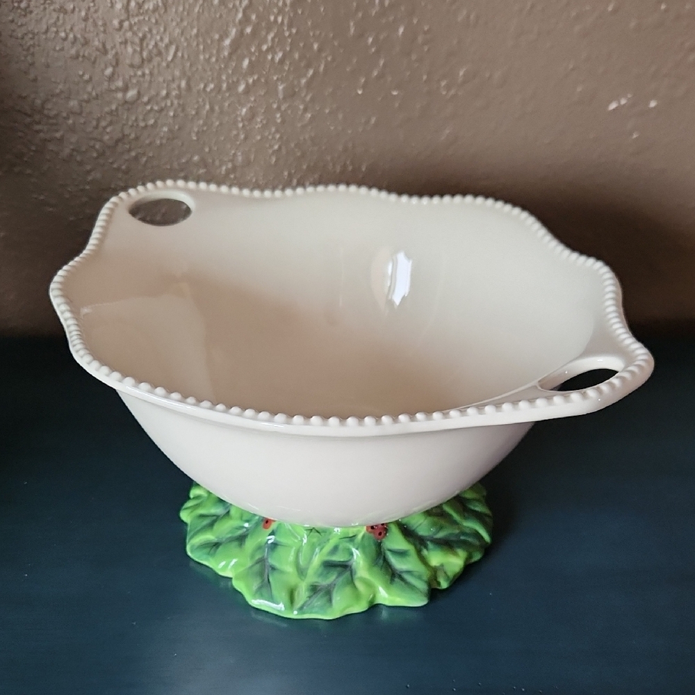Blue Sky Ceramic Christmas Serving Bowl EUC